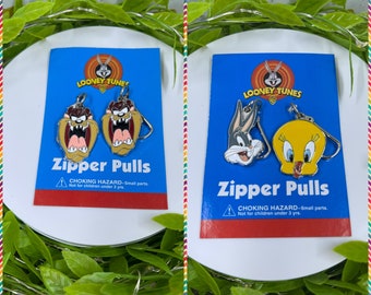 Vintage Warner Brothers 2001 Zipper Pulls Tasmanian or Tweety & Bugs Bunny