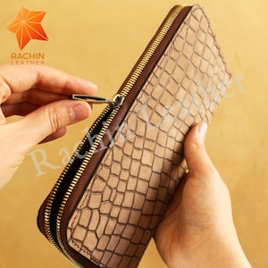 Patrón de billetera de cuero con cremallera hecha a mano, patrón en PDF para billetera de cuero con cremallera, patrón de bolso de cuero, patrón de billetera de cuero, billetera con cremallera
