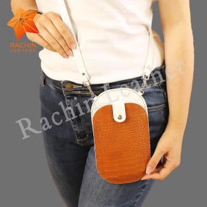 Leather Crossbody Phone Bag Pattern: DIY Mobile Pouch (PDF), sewing pattern for leather phone bag