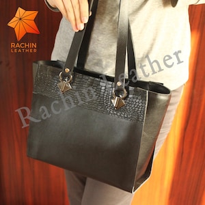 pdf pattern for handmade leather bag, hand sewing pattern for leather tote bag, pdf pattern for leather women&#39;s bag, shoulder bag pattern