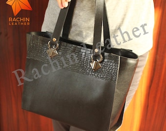 Leather Tote Bag PDF Pattern, Hand Sewing Shoulder Bag