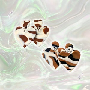 Cow Print Heart Earrings