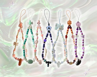 Genuine Crystal Phone Charm Handmade Beaded Wrist Strap