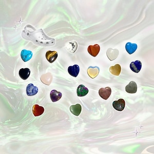 Genuine Crystal Clog Gemstone Tumbled Love Heart Shaped Handcrafted Shoe Charms