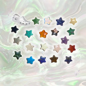Genuine Crystal Clog Gemstone Tumbled Star Shaped Handcrafted Shoe Charms