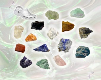 Adornos para zapatos de zuecos hechos a mano con piedras preciosas auténticas en bruto y cortes toscos