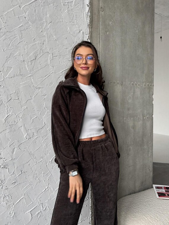 Survêtement surdimensionné en velours pelucheux, Ensemble