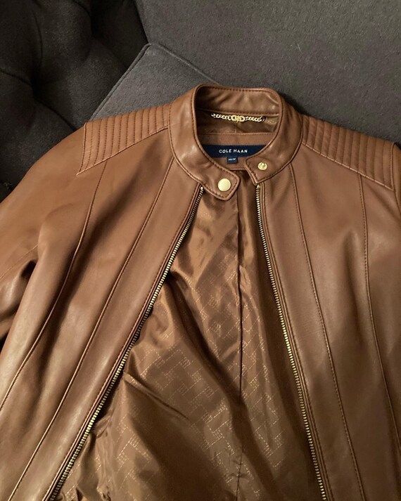 Genuine Leather Brown Jacket Cole Haan, Small