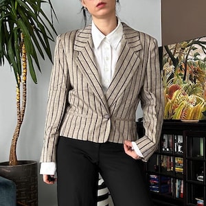 Vintage Silk & Wool Striped Blazer, Erreuno, Italy, Size M