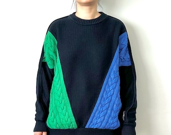 Carlo Colucci Vintage Color Block Pullover Unisex Sweater Size L