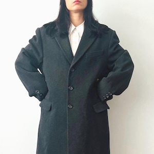 Abrigo midi unisex de mezcla de lana gris vintage de Andrea Giannini, fabricado en Italia, talla XL.