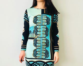 Vintage Paganne 70s Psychedelic Short Shift Dress Size S