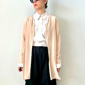90s Vintage Silk Duster | Medium Women’s Blush Pink Relaxed Fit Lightweight Thin Cardigan