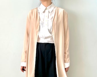 Vintage Silk Blush Pink Women Lightweight Cardigan Size M