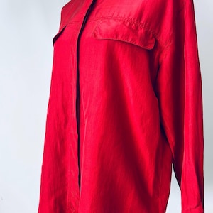 Vintage Red Silk Button Down | Size M