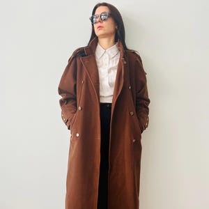 Vintage bruine wollen jas | Maat S