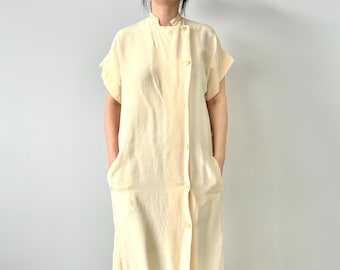 Vintage Yellow Silk Lightweight Women Tunic Size L