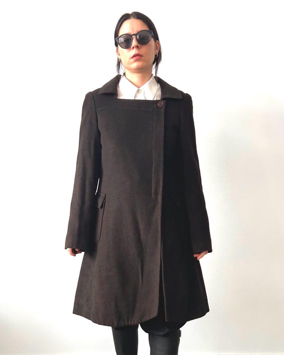 Gianfranco Ferré, Gianfranco Ferre Vintage Wool Blend Brown Women Midi Coat Size M