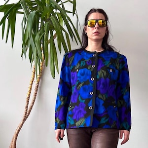 Vintage Rosebud Wool Jacket, Delamode International, Size L