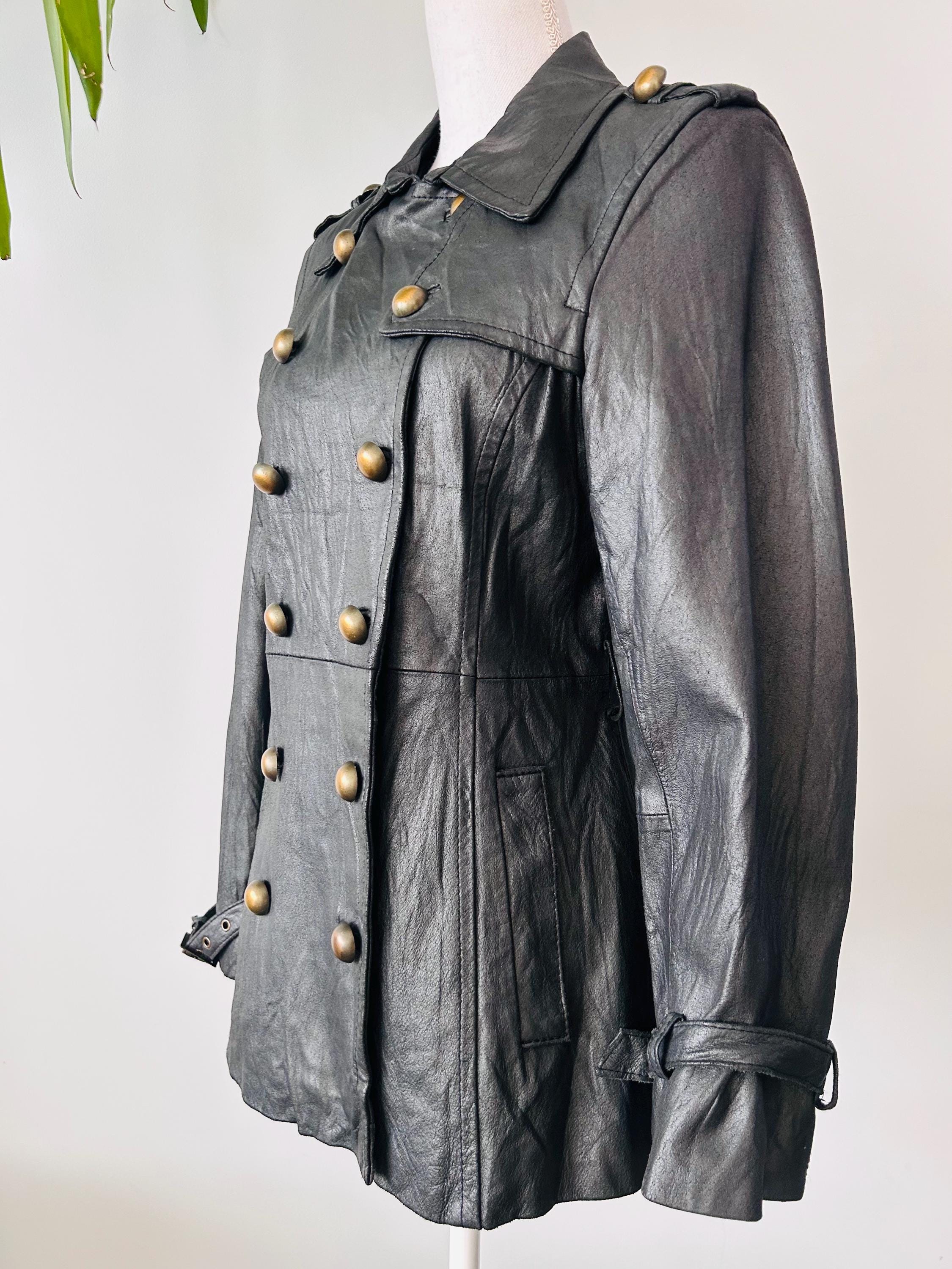 †SLY Vintage Leather Napoleon Jacket‪‪ Vintage Napoleon Leather Jacket | Size S - Etsy