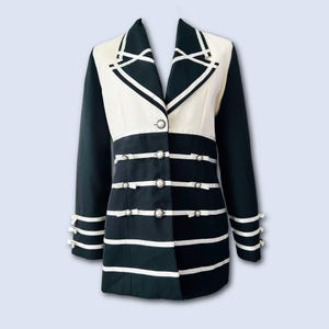 Vintage Schwarz Weißer Blazer, Größe S