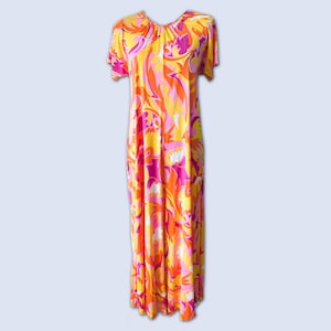 Vintage 60s Flower Power Wide Leg Jumpsuit, Size XS / S