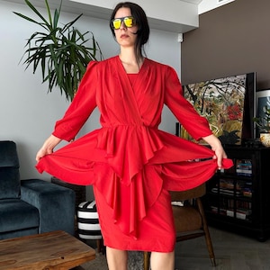 Vintage Puff Sleeves Dress, Size M / L