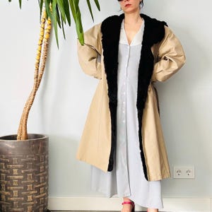 ジャケット・アウター 00s fuga fur trench coat japanese label Rare Vintage Japanese Brand FUGA Fur Trench Coat 2000s