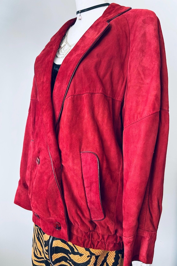 Vintage Maroon Leather Suede Ribbed Bomber Jacket Size M - Etsy