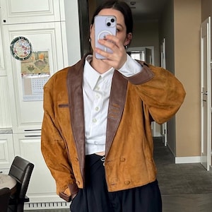 Vintage Leather Bomber Jacket, Chevignon, France, Size M