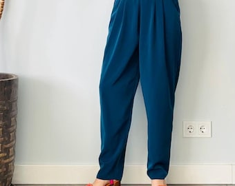 Vintage Pleated Front Trousers With Pockets, Size S