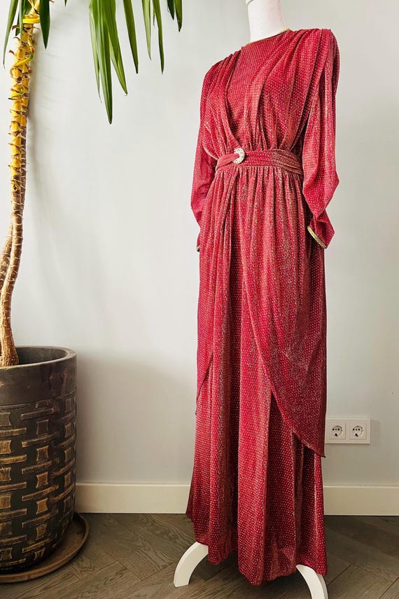 metallic thread maxi dress Shimmer Spell Maxi Dress Pink/Gold / M