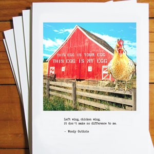 Literary Chicken Greeting Card: Woody Guthrie Quote, (5x7 inch)
