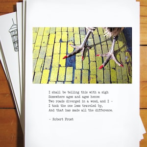 Literary Chicken Greeting Card - Robert Frost; The Road Less Traveled By