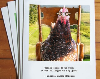 Literary Chicken: Birthday Cards volume 1, Greeting Card Set of 5 - Handmade Chicken Art