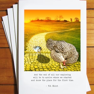 Literary Chicken Greeting Card - T. S. Eliot; The End Of All Our Exploring