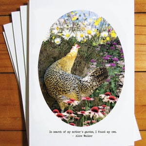 Literarisches Huhn Grußkarte - Alice Walker; Auf der Suche nach dem Garten meiner Mutter, fand ich meinen eigenen