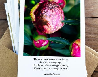 Literary Chicken Greeting Card - Amanda Gorman quote, Handmade chicken art