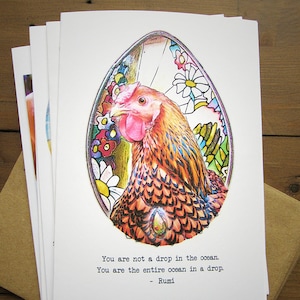 Literary Chicken Greeting Card - Rumi; Non sei una goccia nell'oceano. Sei l'intero oceano in una goccia.