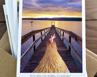 Literary Chicken Card: Wendell Berry quote, Handmade Chicken Art