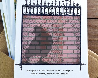 Literary Chicken Greeting Card - Friedrich Nietzsche quote; Thoughts are the shadows of our feelings