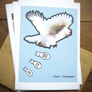 Grußkarte mit literarischem Huhn - Kurt Vonnegut; Es geht also