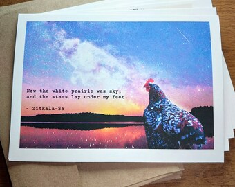 Literary Chicken Greeting Card: Zitkala-Sa Quote