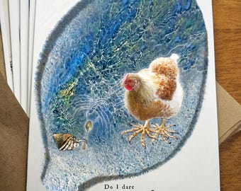 Literary Chicken Greeting Card - T. S. Eliot; Do I dare disturb the universe?