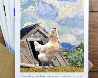 Literary Chicken Greeting Card - Willa Cather quote, handmade chicken art