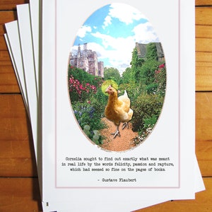 Literary Chicken Greeting Card - Gustave Flaubert; Felicity, Passion & Rapture