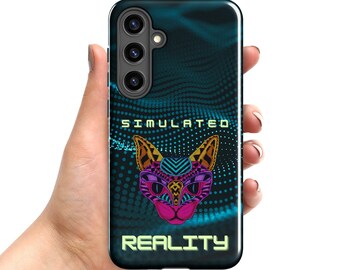 Unique Vaporwave Samsung Case. Cyberpunk Phone Case. Trippy Phone Case. Psychedelic Phone Case. Cyber Cat Phone Case. Retro 80s Matrix Cover
