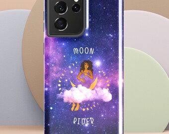 Celestial Galaxy Space Samsung Case. Feminist Girl Power Phone Case. Clouds Stars Cosmos Phone Case. Motivational Moon Rider Phone Case Gift
