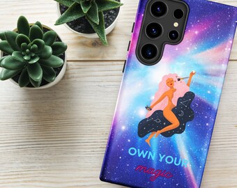 Celestial Galaxy Space Samsung Case. Witchy Zodiac Astrology Phone Cover. Positive Quote Phone Case. Mother's Day Feminist Phone Case Gift.