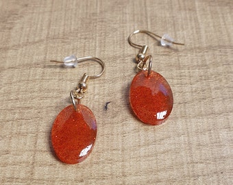 Boucles d'oreilles ovule rouge pailletées